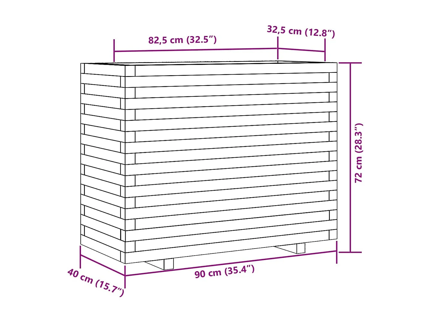 Vassoio per fioriera aiuola rialzata piante fiori terrazza giardino cera 90 x 40 x 72 cm legno di pino massiccio marrone 02_0038514