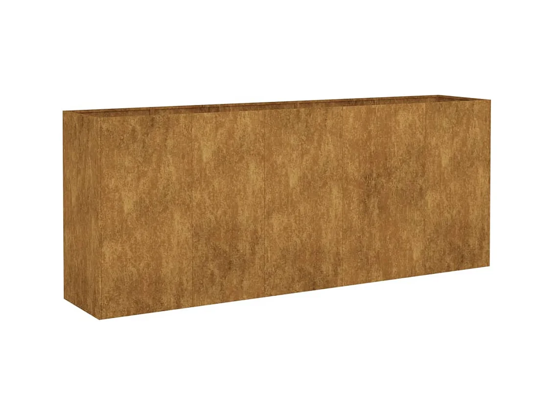 Bandeja para plantador de plantas com canteiro elevado flores terraço jardim jardim 200 x 40 x 80 cm aço corten marrom 02_0039396