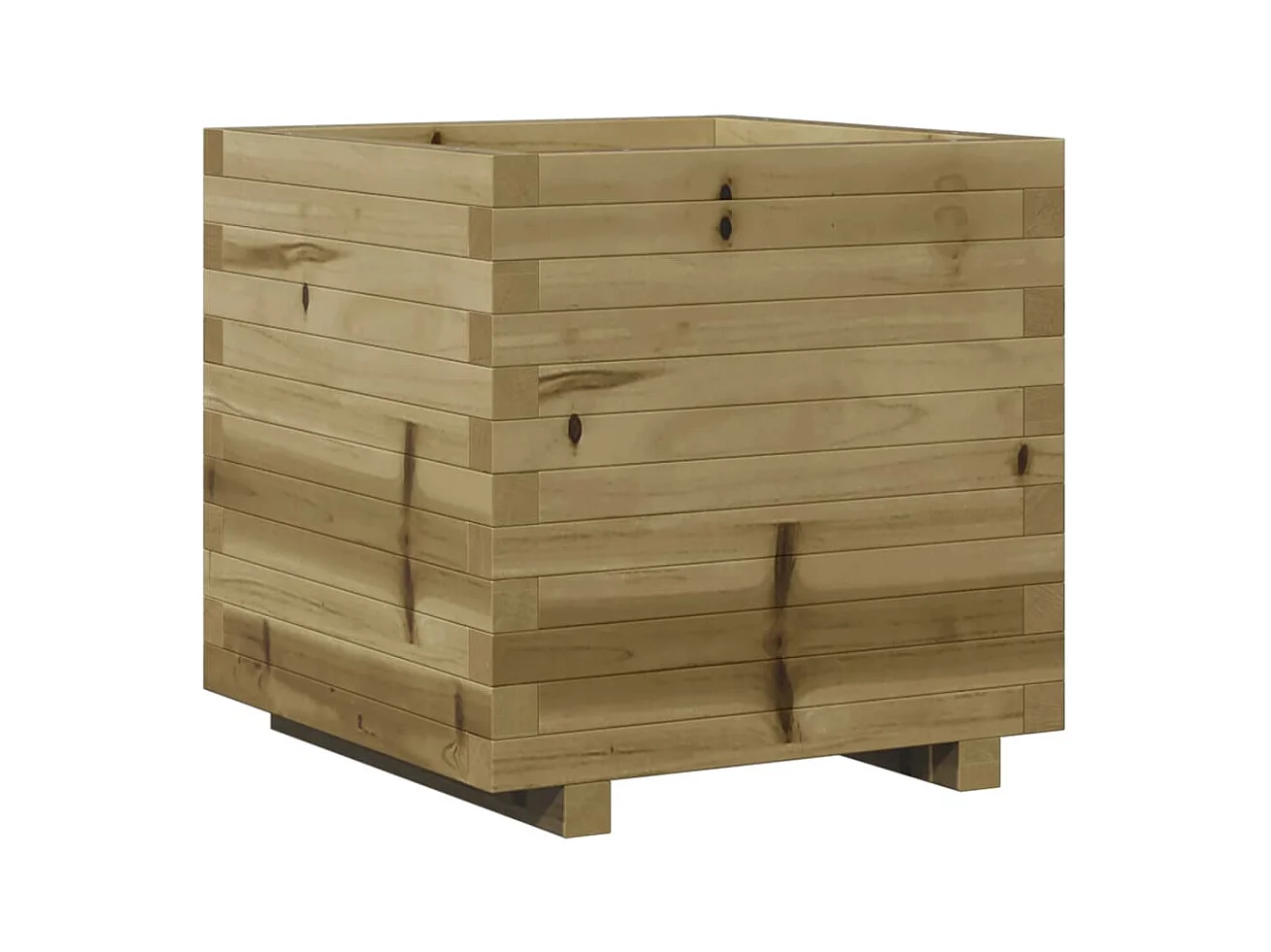 Macetero bancal elevado plantas flores terraza jardín 50 x 50 x 49,5 cm madera de pino impregnada marrón 02_0037643