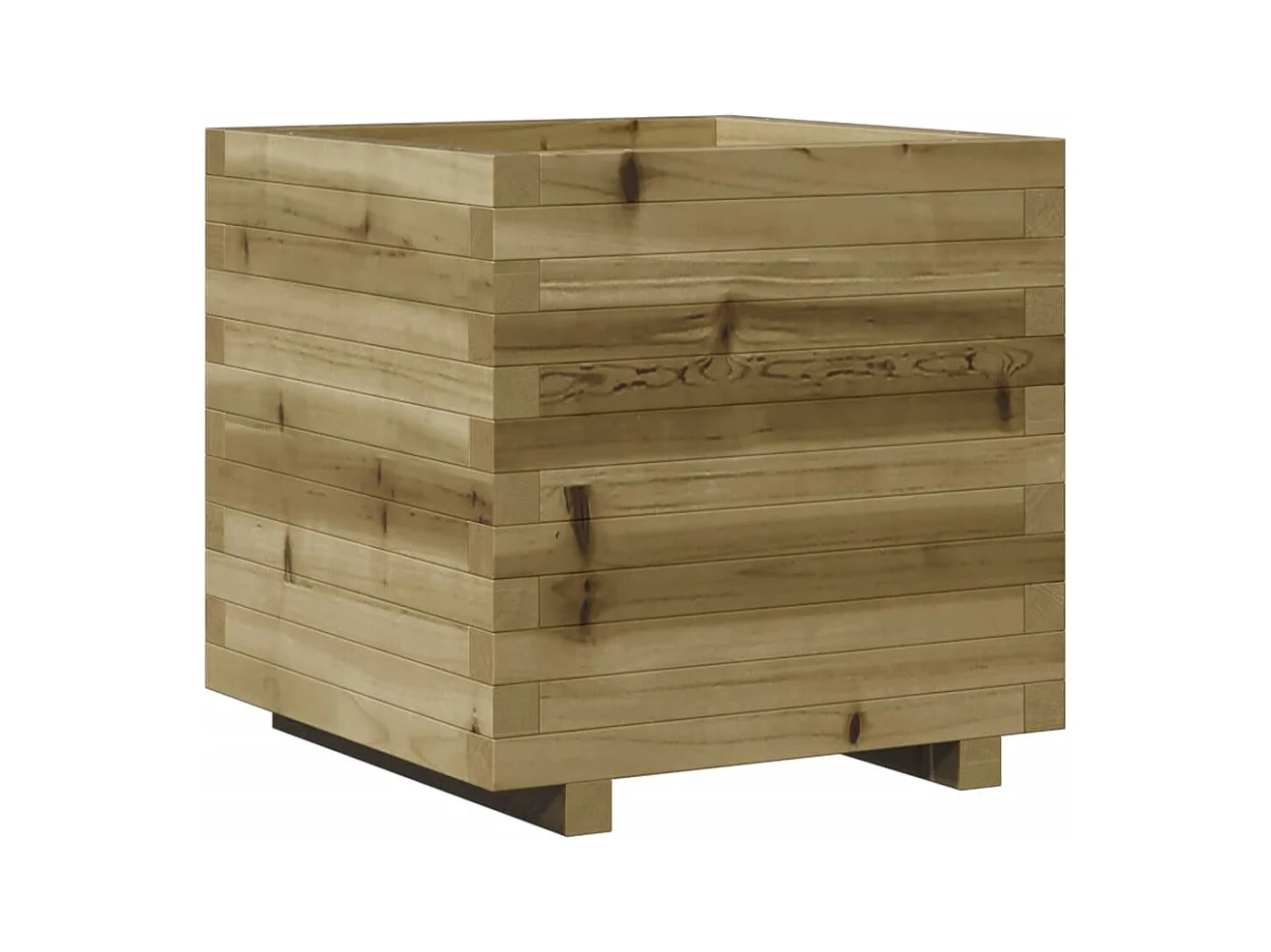 Macetero bancal elevado plantas flores terraza jardín 50 x 50 x 49,5 cm madera de pino impregnada marrón 02_0037643