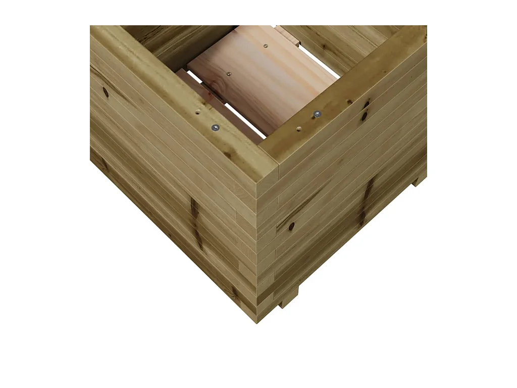 Macetero bancal elevado plantas flores terraza jardín 50 x 50 x 49,5 cm madera de pino impregnada marrón 02_0037643