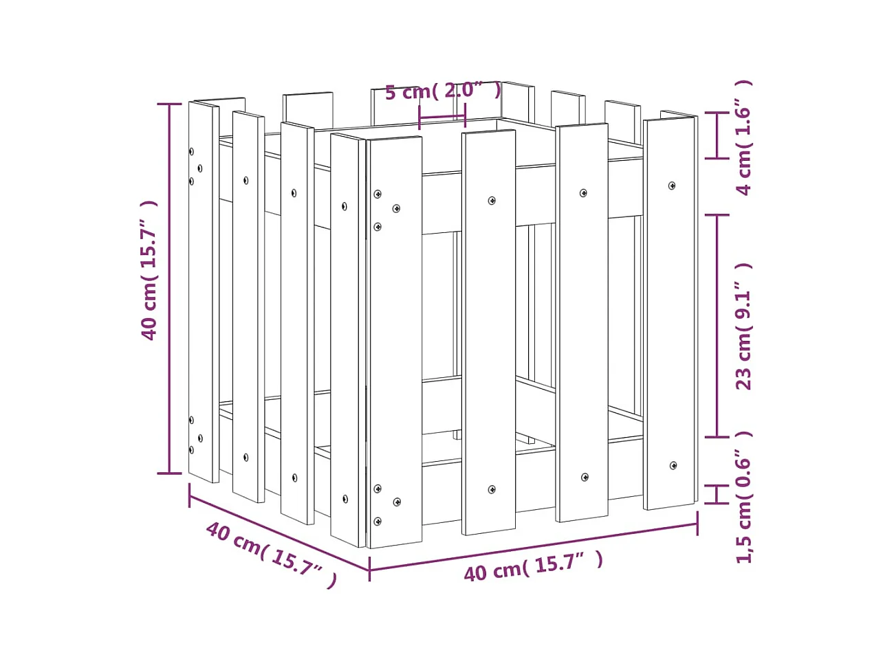 Jardinière bac lit surélevé marron 40 x 40 x 40 cm 02_0038093