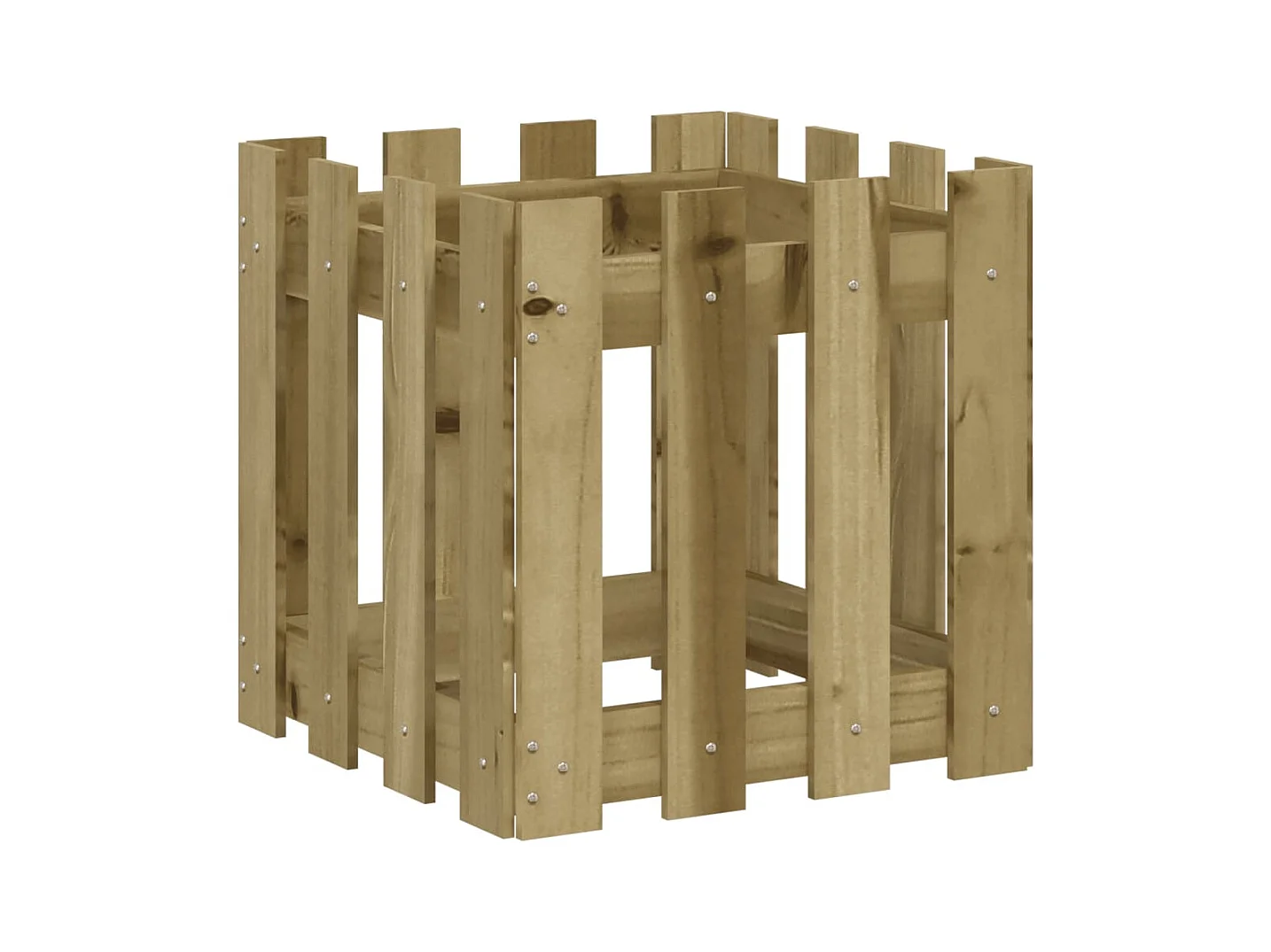 Vassoio per fioriera aiuola rialzata piante fiori terrazza giardino con design recinzione 40 x 40 x 40 cm pino impregnato marrone 02_0038093