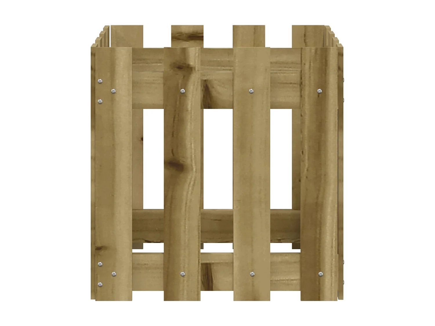 Vassoio per fioriera aiuola rialzata piante fiori terrazza giardino con design recinzione 40 x 40 x 40 cm pino impregnato marrone 02_0038093