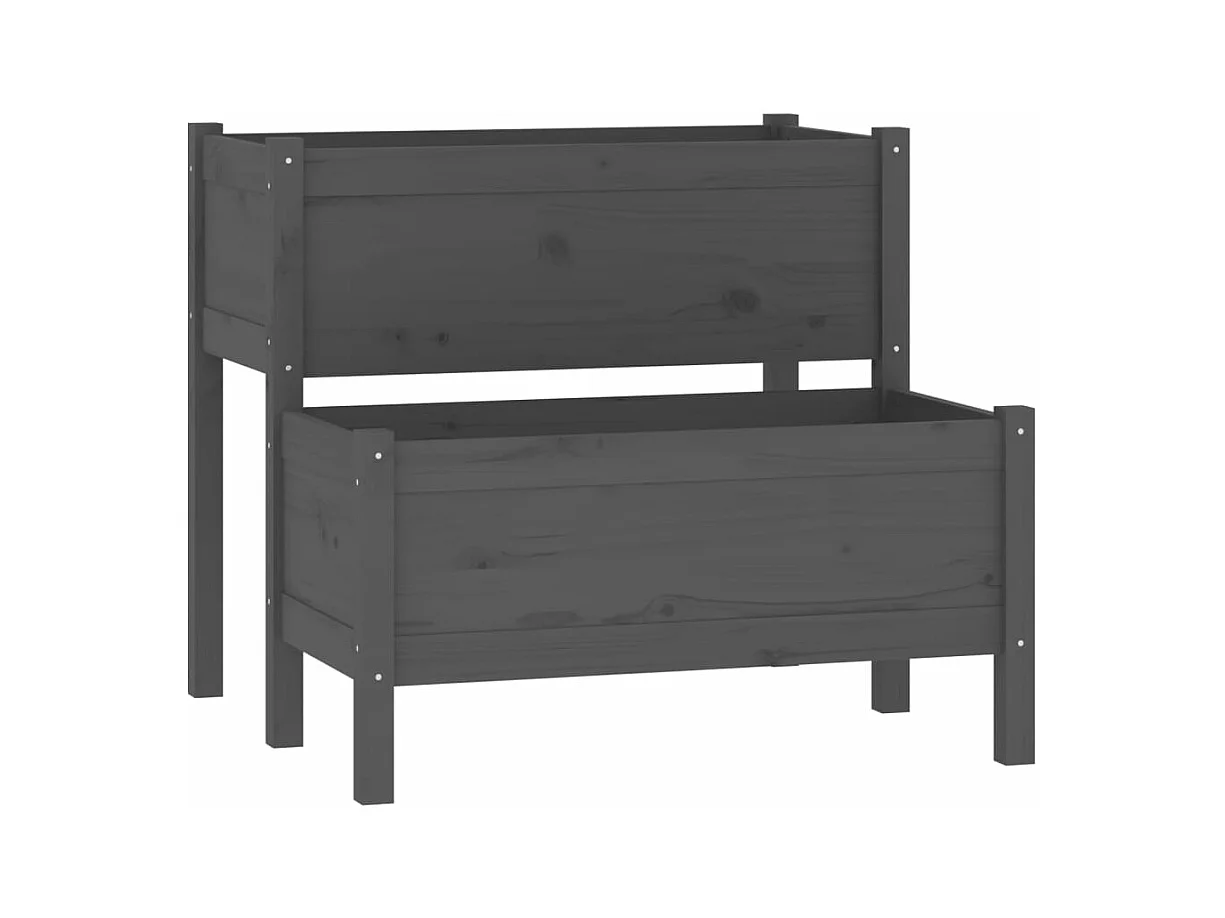 Vassoio per fioriera aiuola rialzata piante fiori terrazza giardino 84,5 x 84 x 75 cm legno massello di pino grigio 02_0037959
