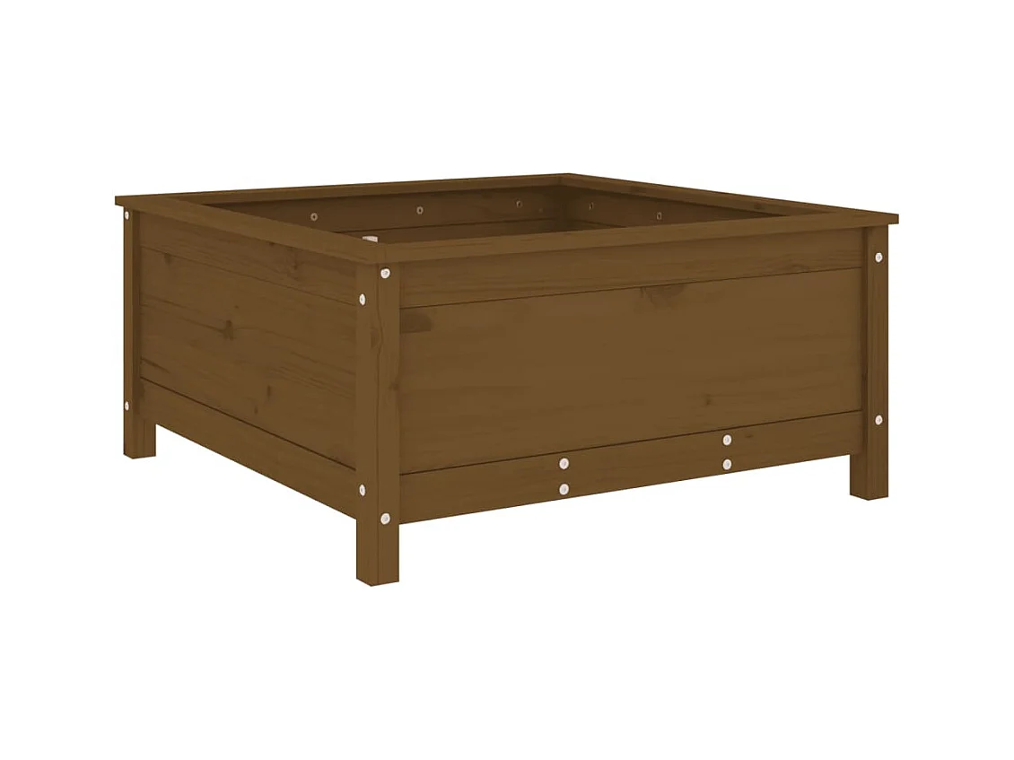 Macetero bancal elevado plantas flores terraza jardín 82,5 x 82,5 x 39 cm madera maciza de pino marrón 02_0037945