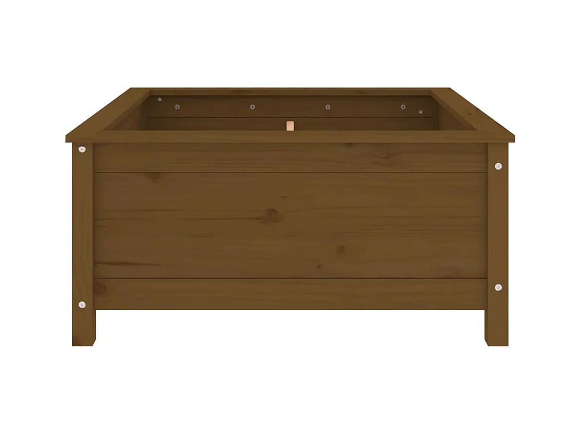Macetero bancal elevado plantas flores terraza jardín 82,5 x 82,5 x 39 cm madera maciza de pino marrón 02_0037945