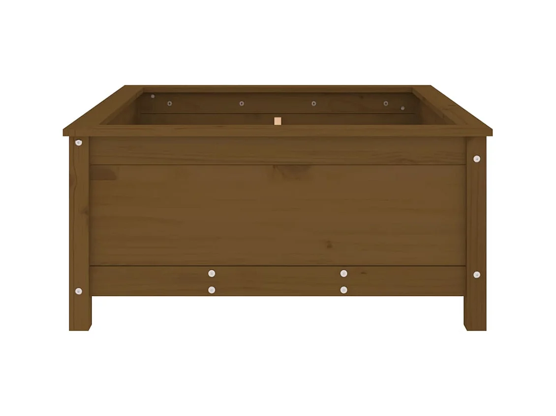 Macetero bancal elevado plantas flores terraza jardín 82,5 x 82,5 x 39 cm madera maciza de pino marrón 02_0037945