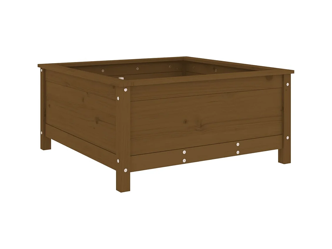 Macetero bancal elevado plantas flores terraza jardín 82,5 x 82,5 x 39 cm madera maciza de pino marrón 02_0037945