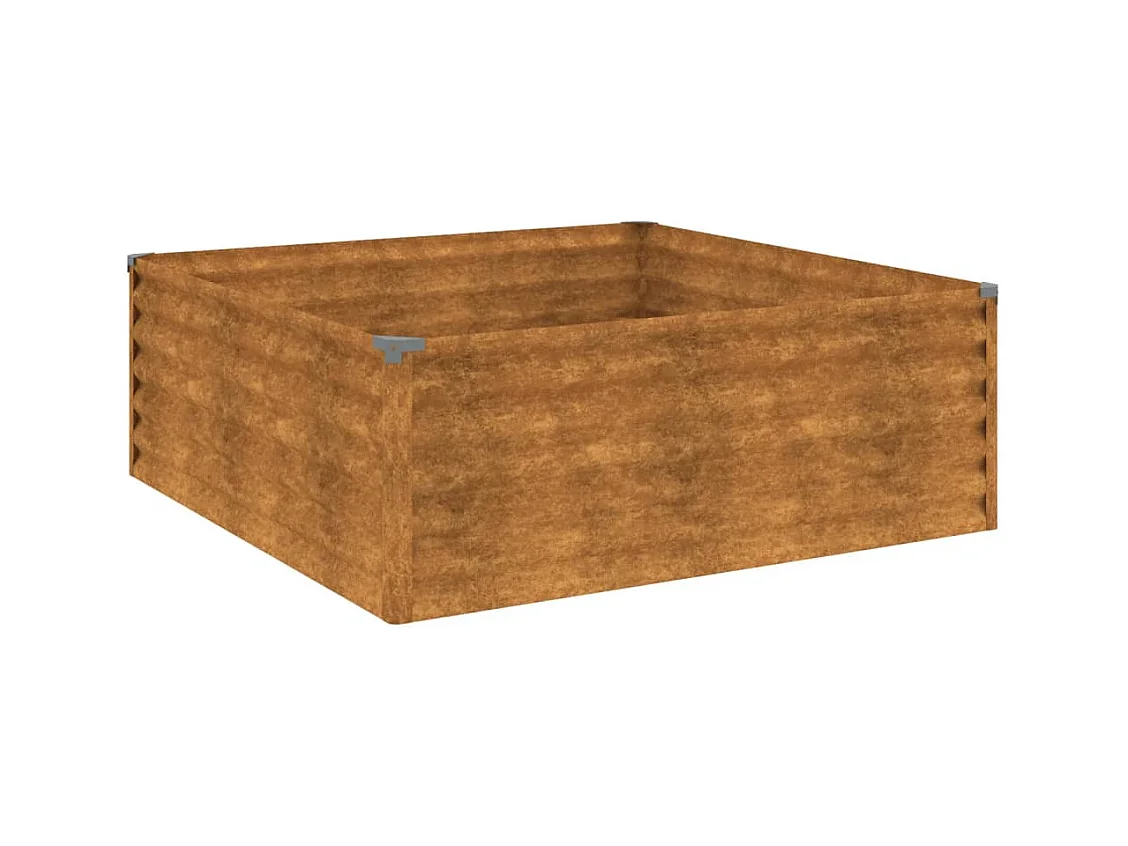 Bandeja para plantador de plantas com canteiro elevado flores terraço jardim jardim 100 x 100 x 36 cm aço corten marrom 02_0039289