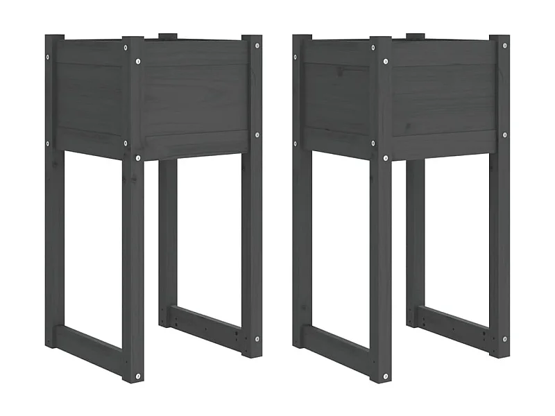 Macetero arriate elevado plantas flores jardín terrazas juego de 2 40 x 40 x 81 cm madera maciza de pino gris 02_0038971