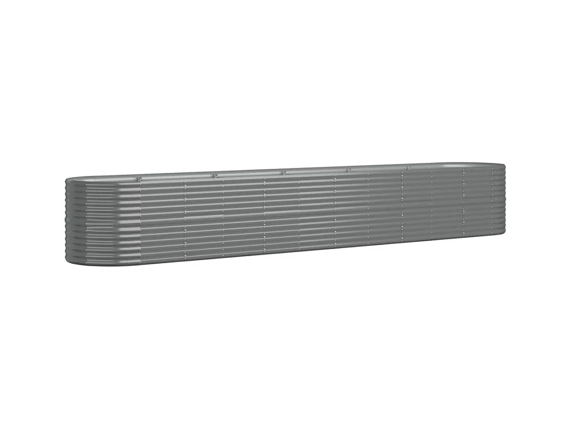 Bandeja para plantador canteiro elevado plantas flores terraço jardim jardim aço revestido a pó 440 x 80 x 68 cm cinza 02_0039654