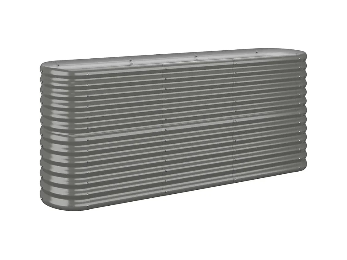 Vassoio per fioriera aiuola rialzata piante fiori terrazza giardino giardino acciaio verniciato a polvere 152 x 40 x 68 cm grigio 02_0039580