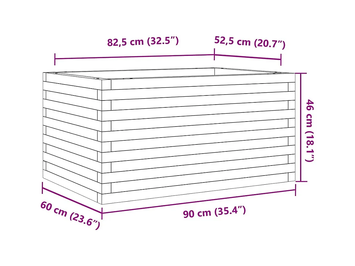 Jardinière bac lit surélevé bois marron 90 x 60 x 46 cm 02_0038019