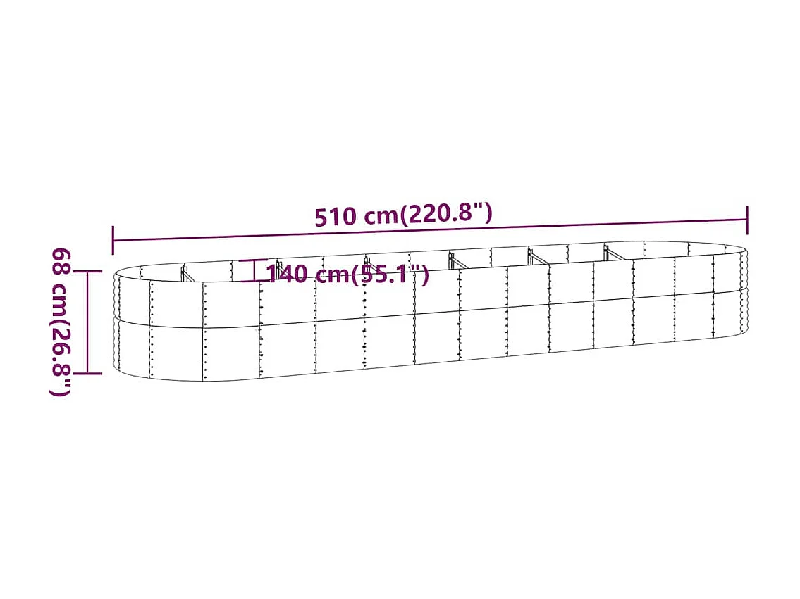 Bandeja para plantador, canteiro elevado, plantas, flores, terraço, jardim, jardim, prata, aço revestido com pó, prata 02_0039703