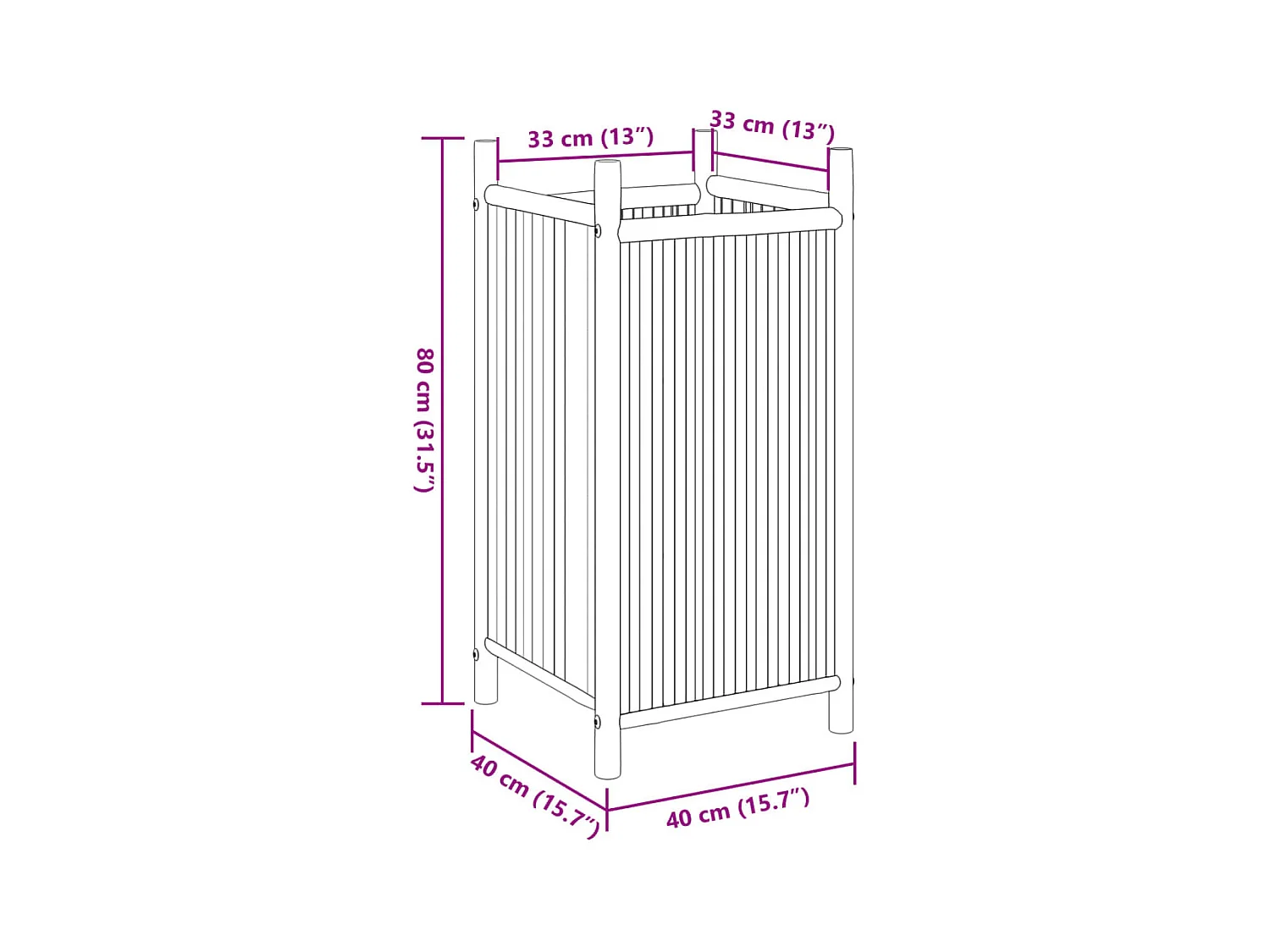 Jardinière bac lit surélevé bambou marron 40 x 40 x 80 cm 02_0037585