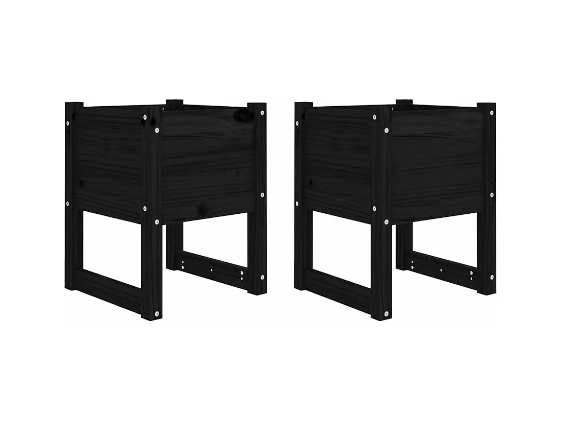 Vaso per fioriera aiuola rialzata piante fiori giardino terrazze set da 2 40 x 40 x 52,5 cm legno massiccio di pino nero 02_0038964
