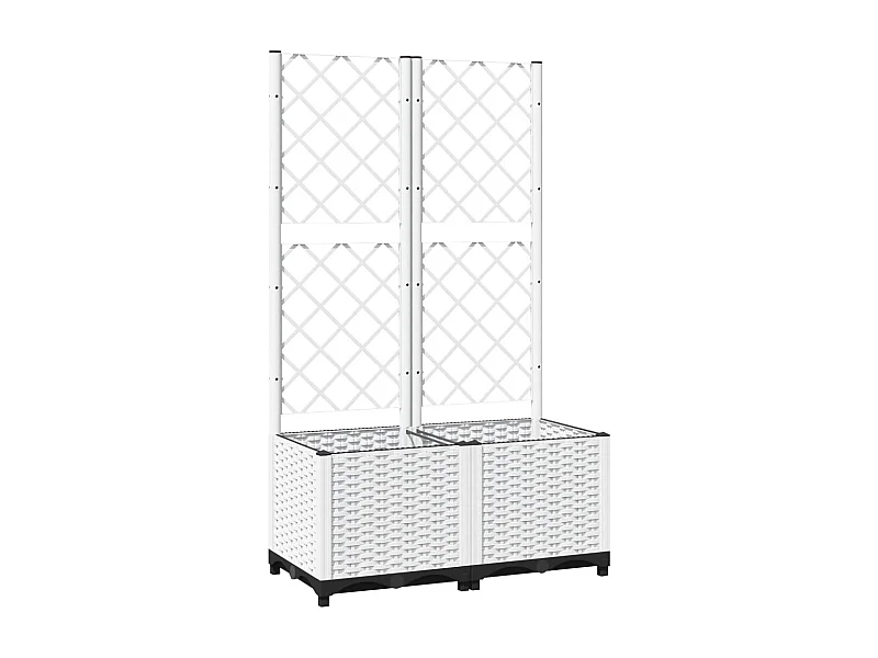 Vaso per fioriera aiuola rialzata piante fiori terrazza giardino con traliccio 80 x 40 x 136 cm PP bianco 02_0038305