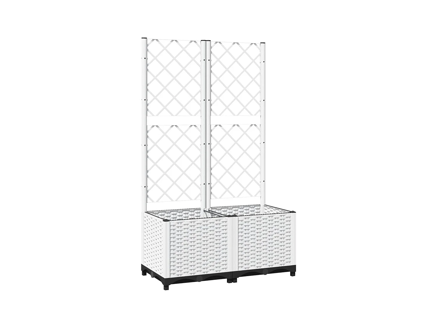 Vaso per fioriera aiuola rialzata piante fiori terrazza giardino con traliccio 80 x 40 x 136 cm PP bianco 02_0038305