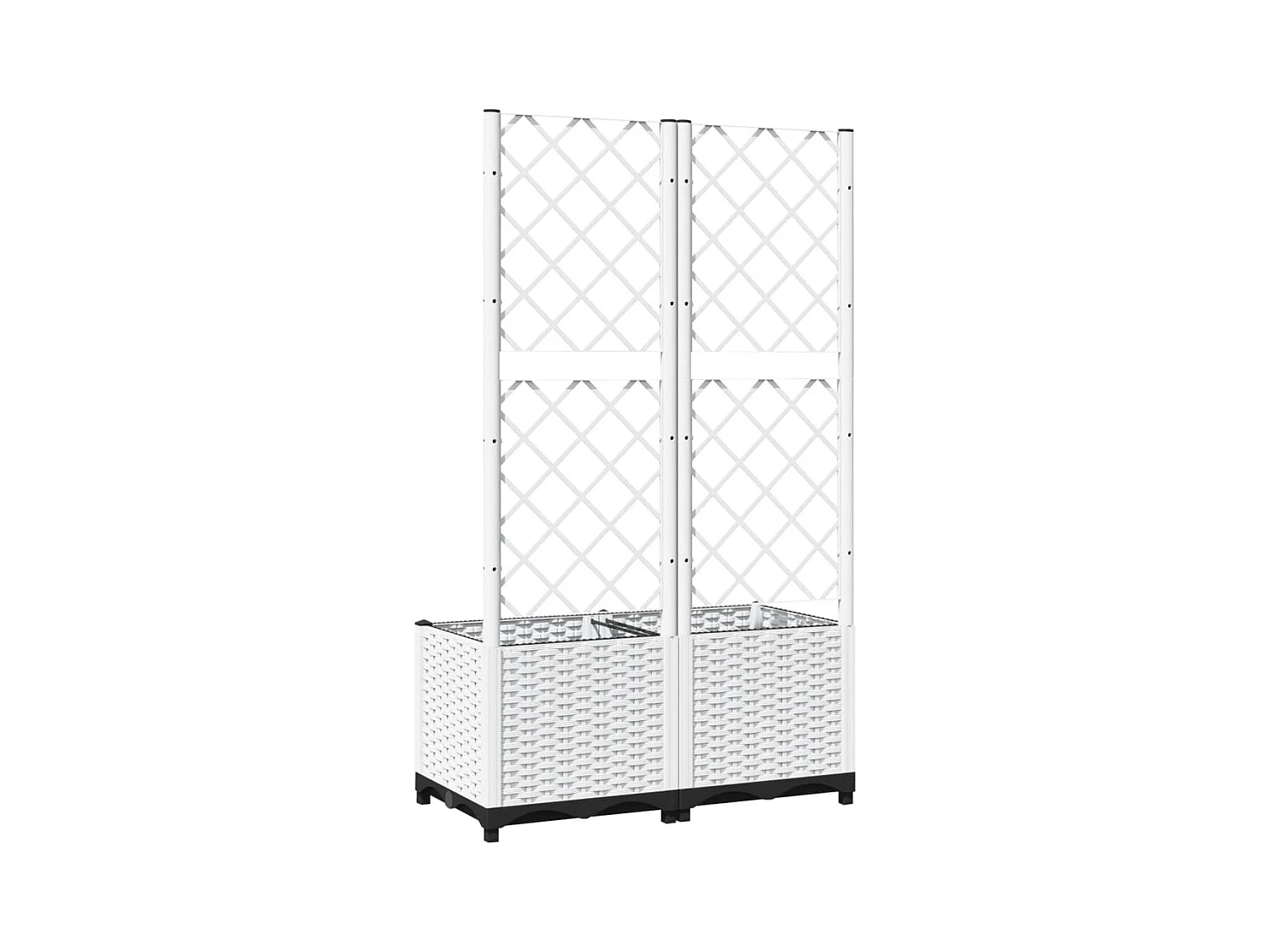 Vaso per fioriera aiuola rialzata piante fiori terrazza giardino con traliccio 80 x 40 x 136 cm PP bianco 02_0038305