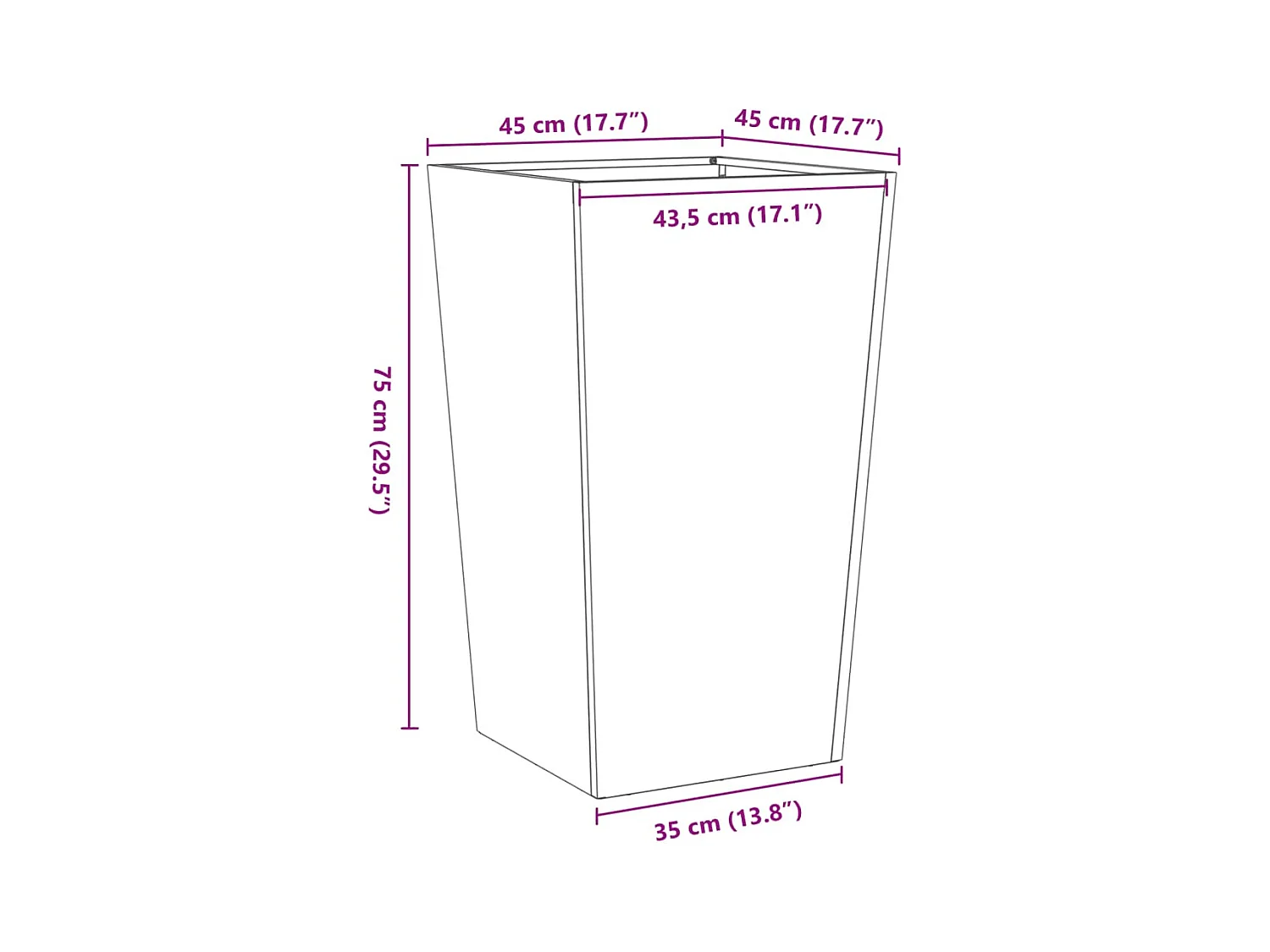 Jardinière bac lit surélevé argenté 45 x 45 x 75 cm 02_0037612