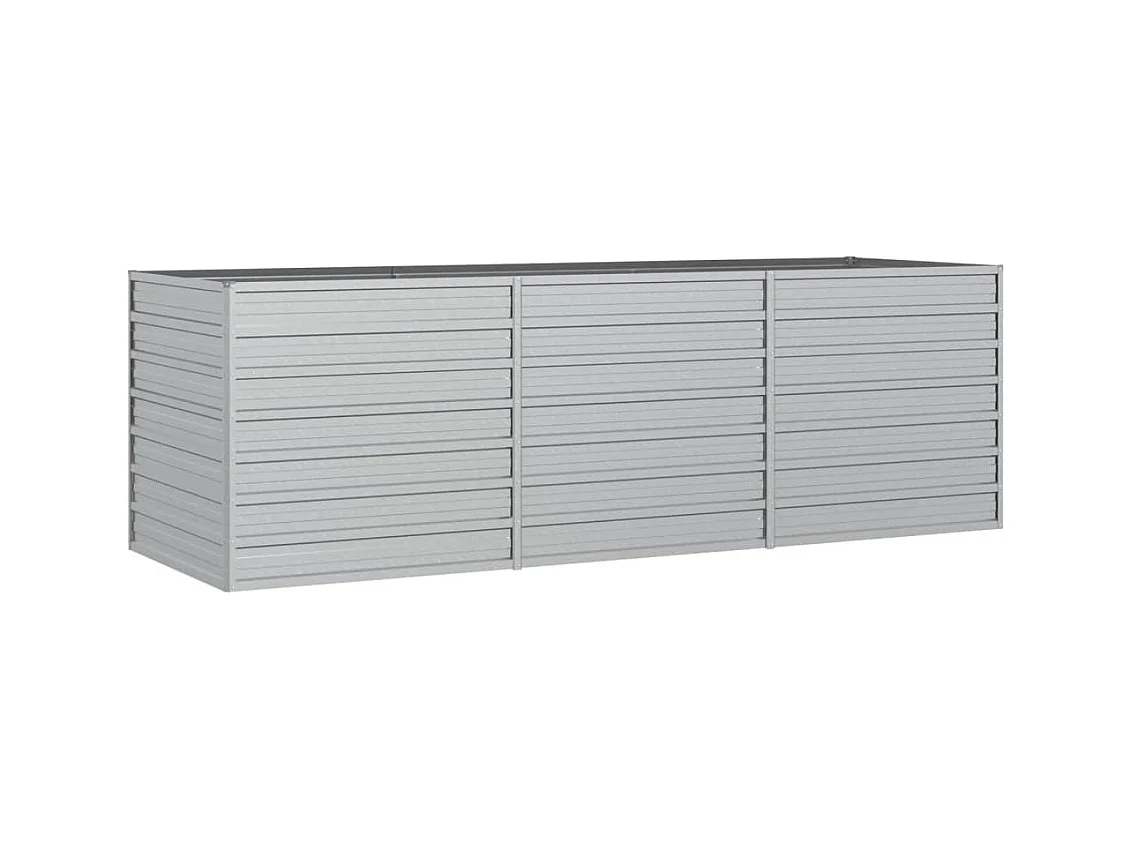 Bandeja para plantador canteiro elevado plantas flores terraço jardim jardim 240 x 80 x 77 cm aço galvanizado prata prata 02_0039415