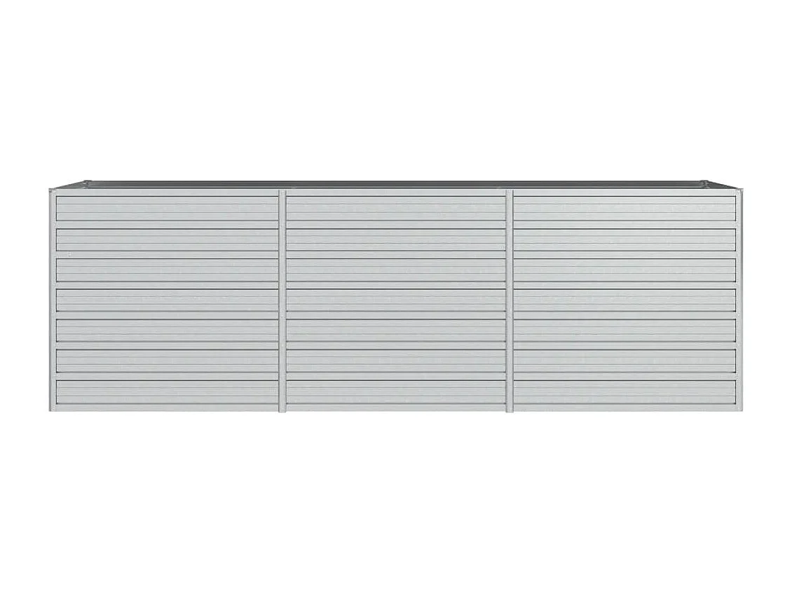 Macetero bancal elevado plantas flores terraza jardín jardín 240 x 80 x 77 cm acero galvanizado plateado Plata 02_0039415