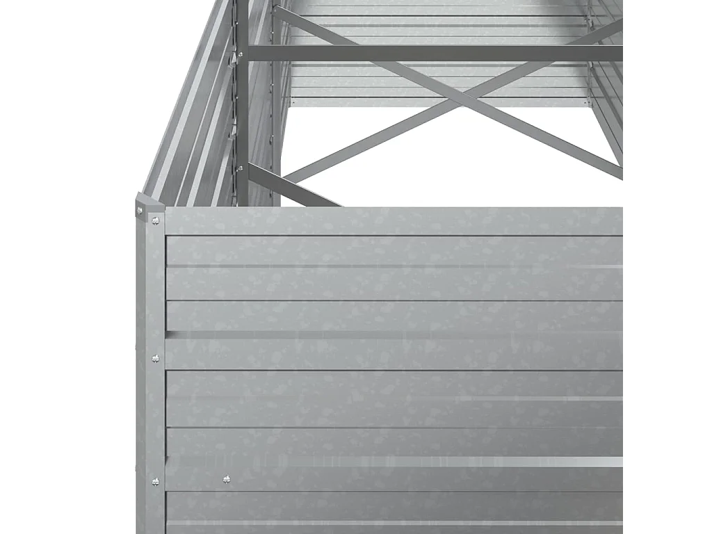 Macetero bancal elevado plantas flores terraza jardín jardín 240 x 80 x 77 cm acero galvanizado plateado Plata 02_0039415