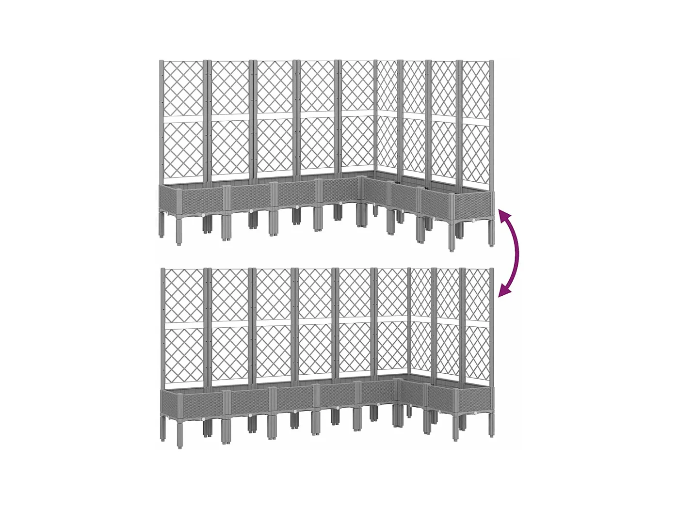Jardinière bac lit surélevé grise 200 x 160 x 142 cm 02_0038353
