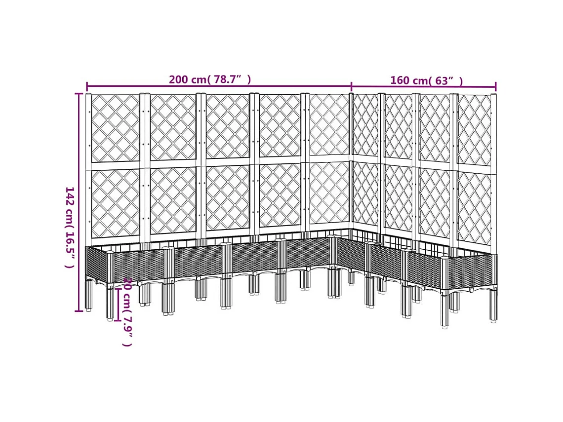 Jardinière bac lit surélevé grise 200 x 160 x 142 cm 02_0038353