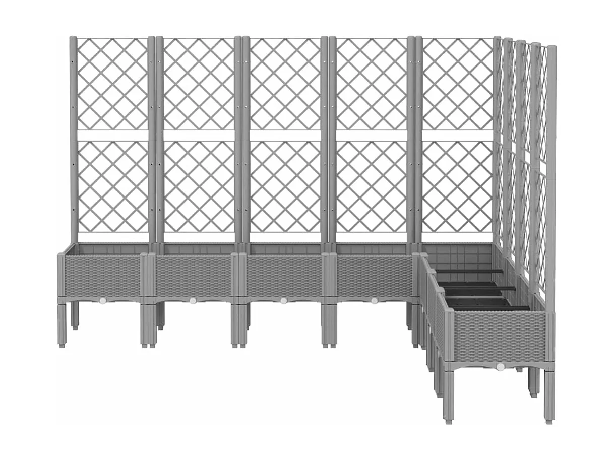 Vassoio per fioriera aiuola rialzata piante fiori terrazza giardino con traliccio leggero 200 x 160 x 142 cm PP grigio 02_0038353