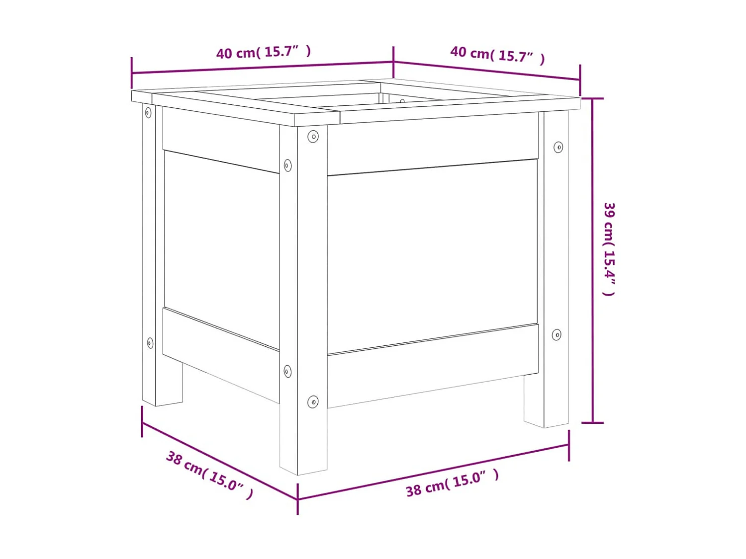 Jardinière bac lit surélevé bois blanche 40 x 40 x 39 cm 02_0037532