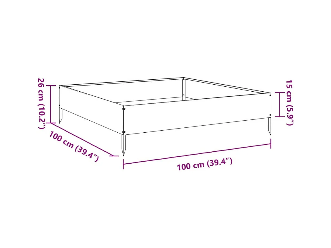 Jardinière bac lit surélevé noire 100 x 100 x 26 cm 02_0039273