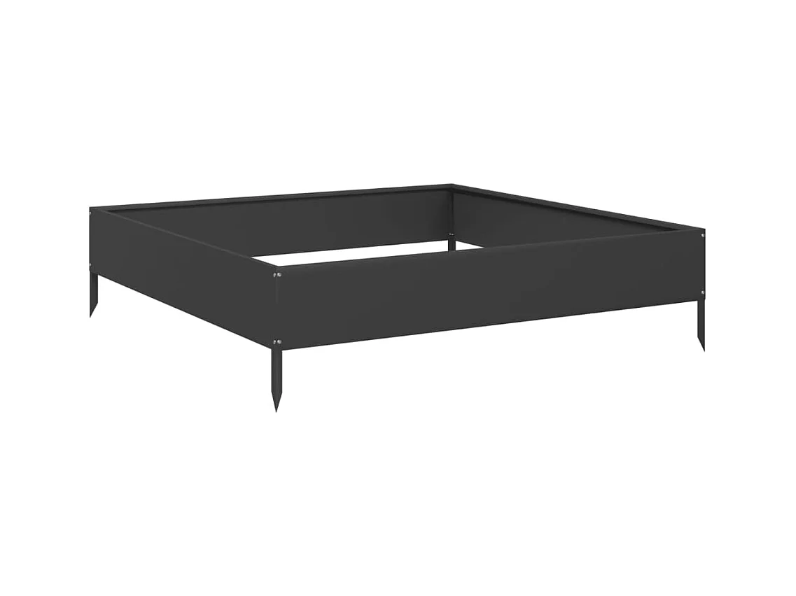 Bandeja para plantador canteiro elevado plantas flores terraço jardim jardim 100 x 100 x 26 cm aço preto 02_0039273