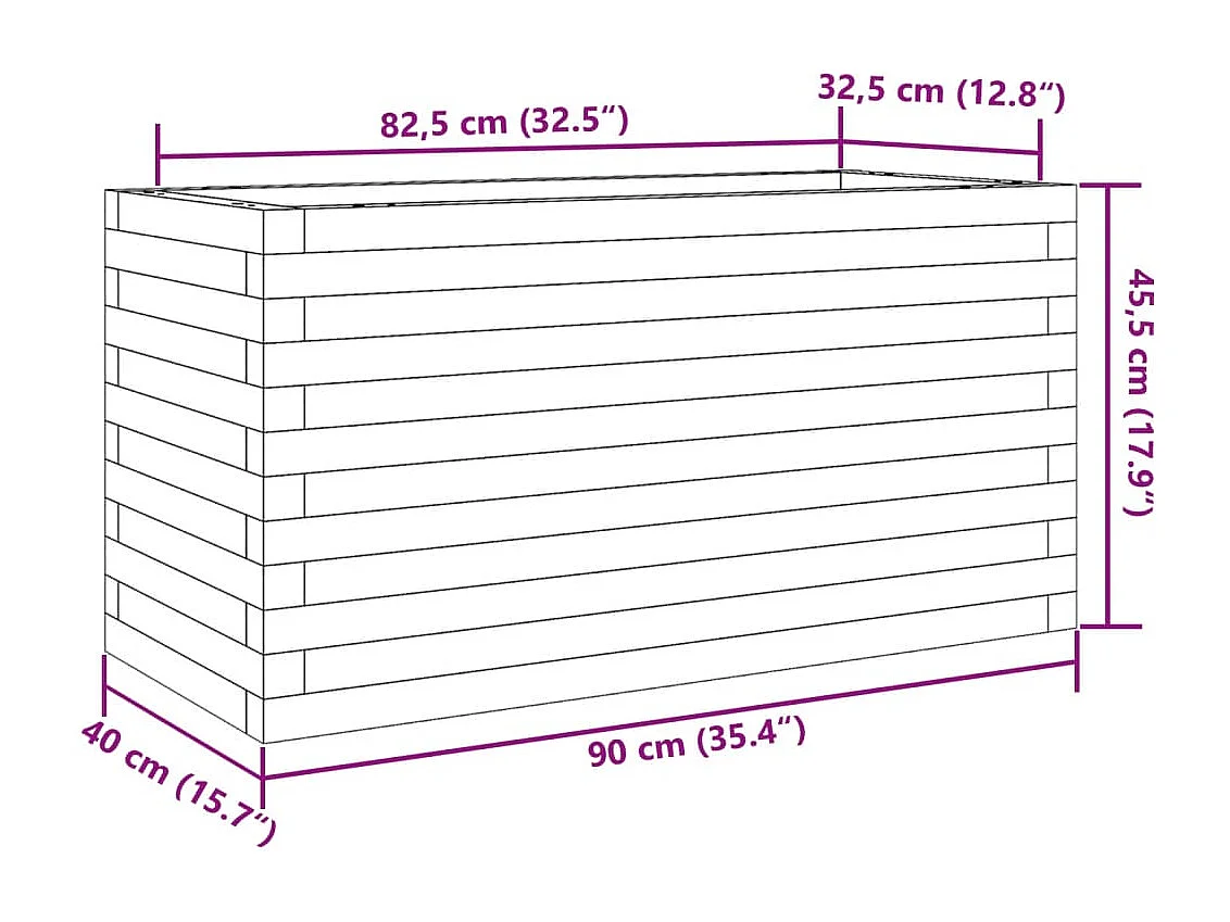 Jardinière bac lit surélevé bois marron 90 x 40 x 45.5 cm 02_0037976