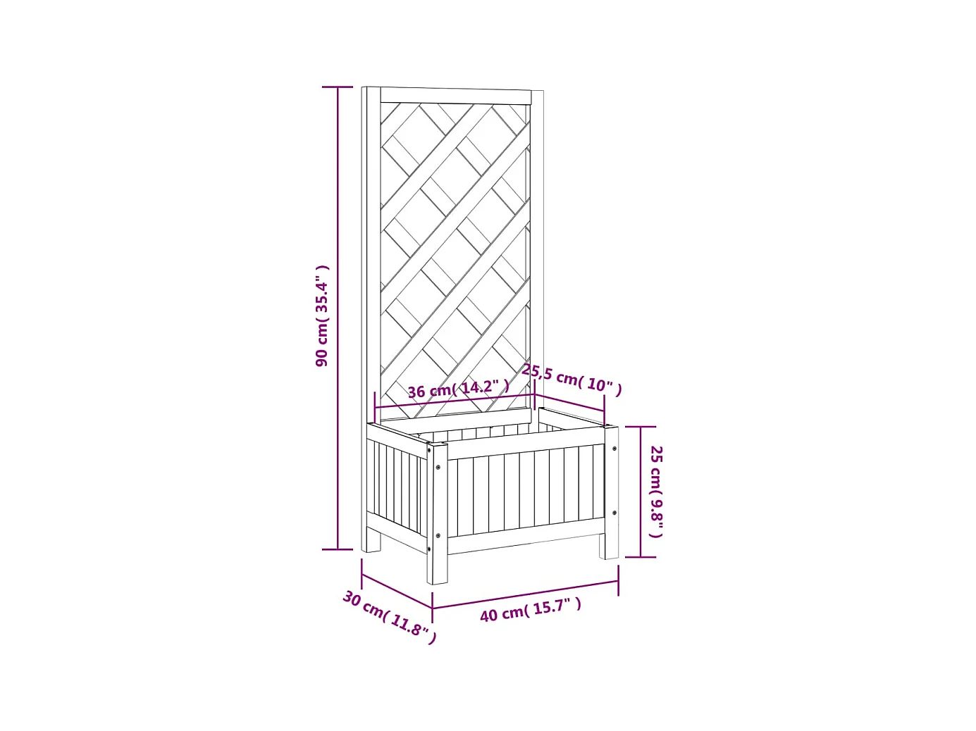 Jardinière bac lit surélevé bois marron 40 x 30 x 90 cm 02_0038339