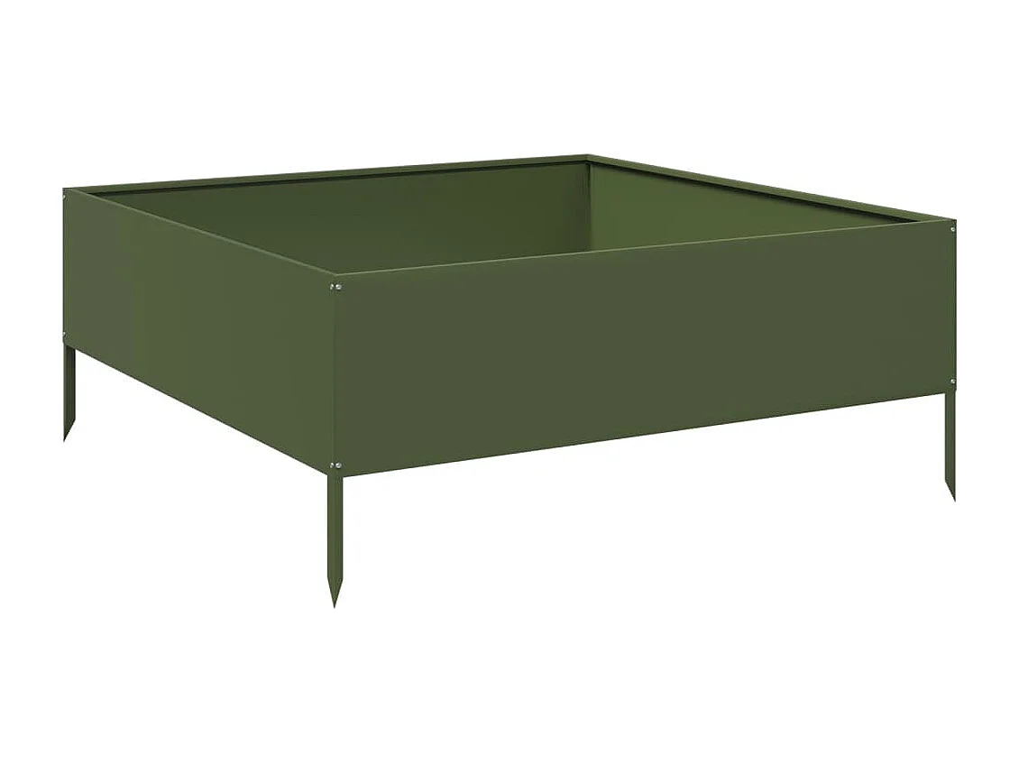 Macetero bancal elevado plantas flores terraza jardín oliva 100 x 100 x 25 cm verde acero 02_0039851