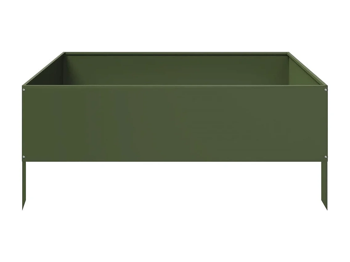 Macetero bancal elevado plantas flores terraza jardín oliva 100 x 100 x 25 cm verde acero 02_0039851