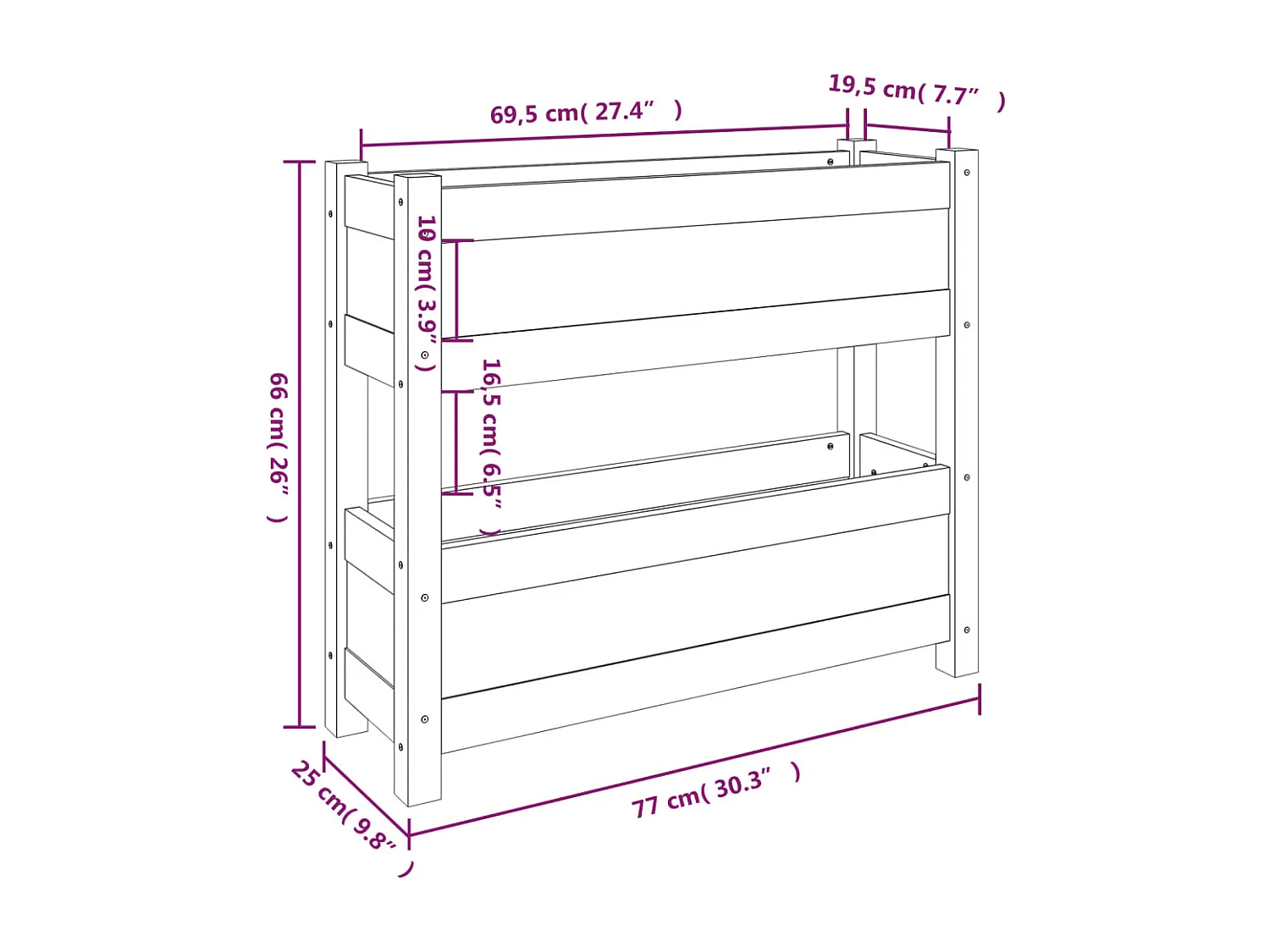Jardinière bac lit surélevé bois blanche 77 x 25 x 66 cm 02_0037850