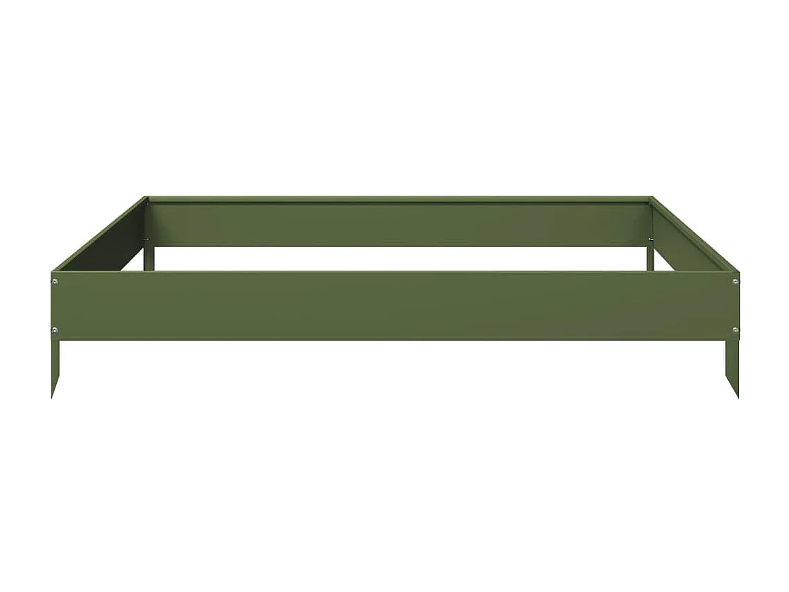 Macetero bancal elevado plantas flores terraza jardín jardín oliva 100 x 100 x 18,5 cm acero verde 02_0039850