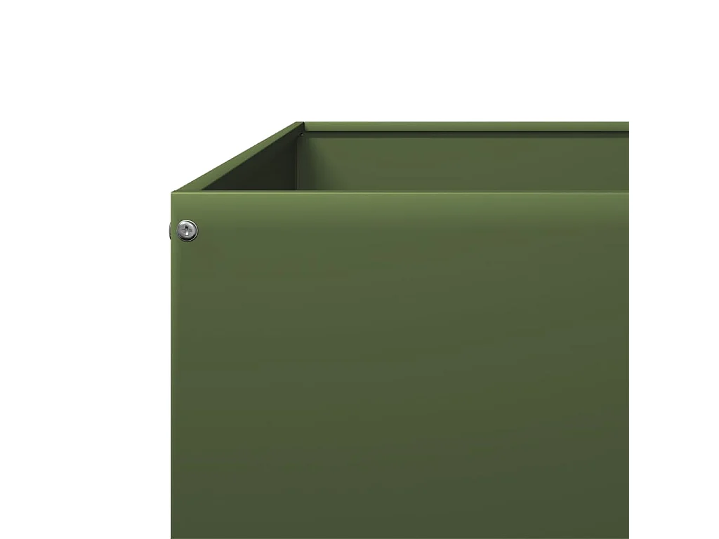 Macetero bancal elevado plantas flores terraza jardín jardín oliva 100 x 100 x 18,5 cm acero verde 02_0039850