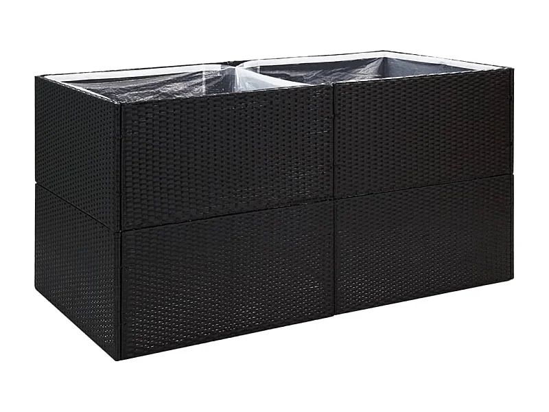 Macetero bancal elevado plantas flores terraza jardín 157 x 80 x 80 cm Resina tejida negra 02_0037453