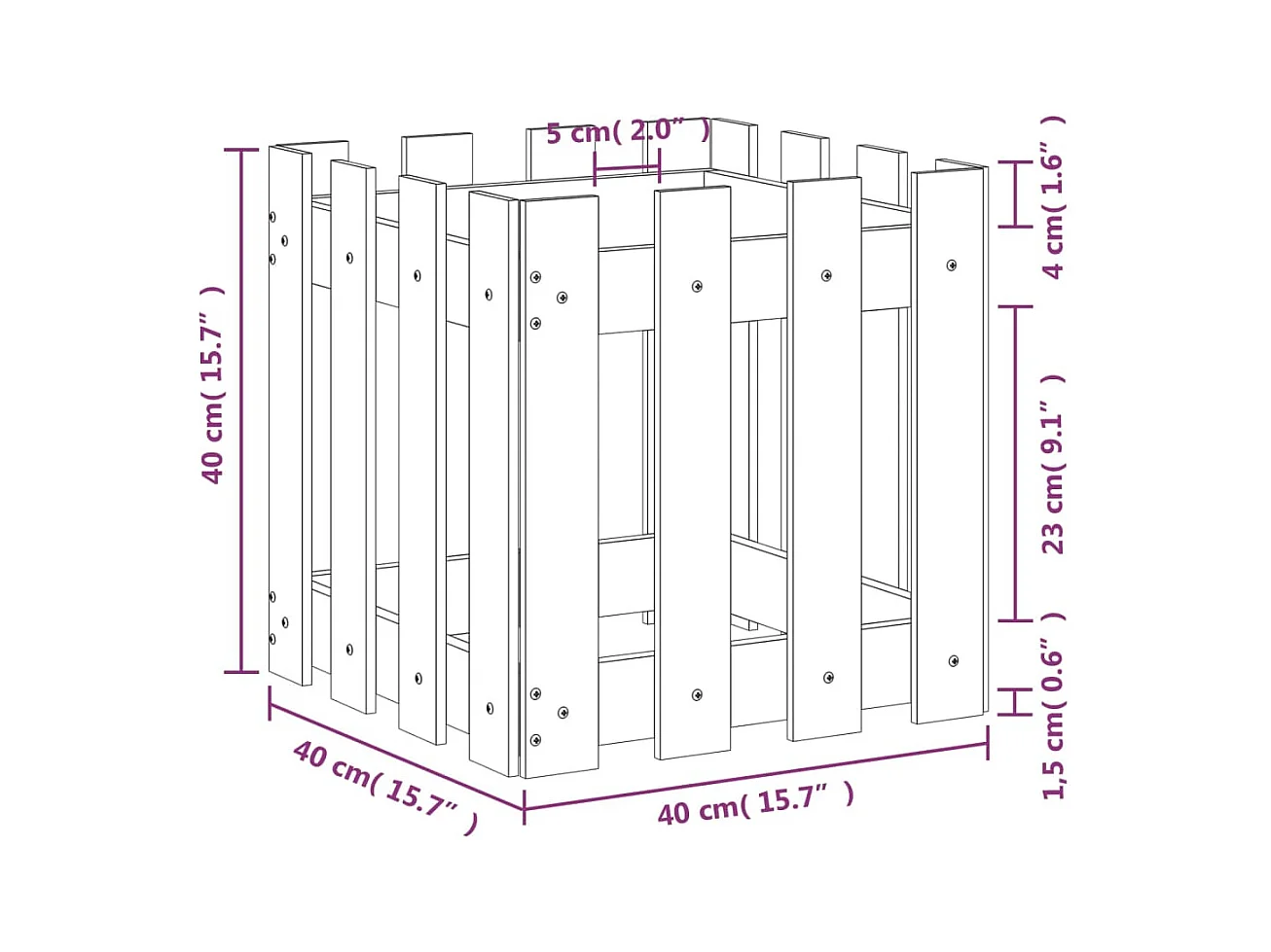 Jardinière bac lit surélevé noire 40 x 40 x 40 cm 02_0038096