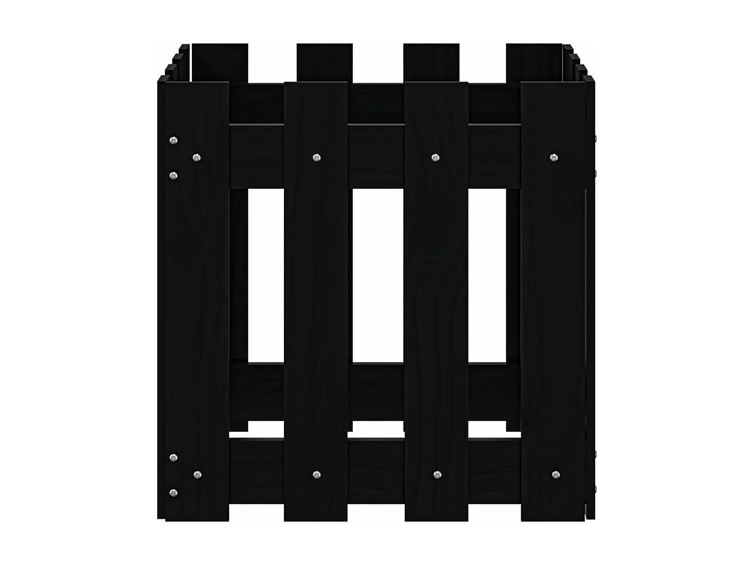 Vassoio per fioriera aiuola rialzata piante fiori terrazza giardino con recinzione design 40 x 40 x 40 cm pino massiccio nero 02_0038096