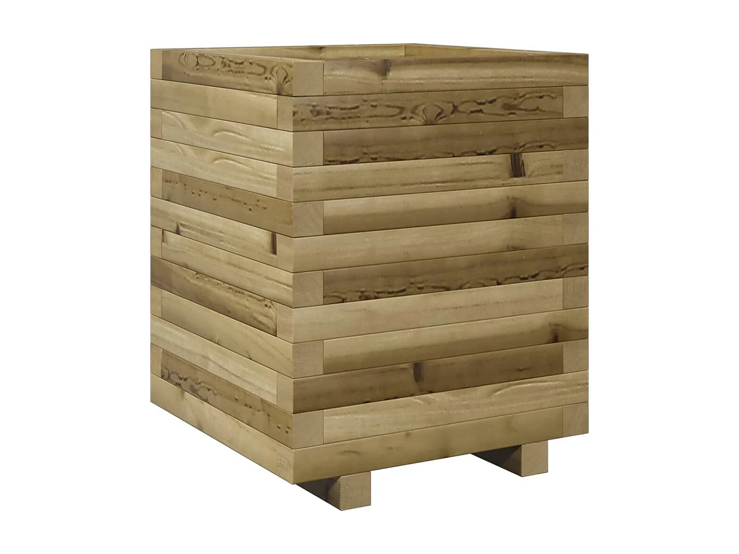 Macetero bancal elevado plantas flores terraza jardín 40 x 40 x 49,5 cm madera de pino impregnada marrón 02_0037565