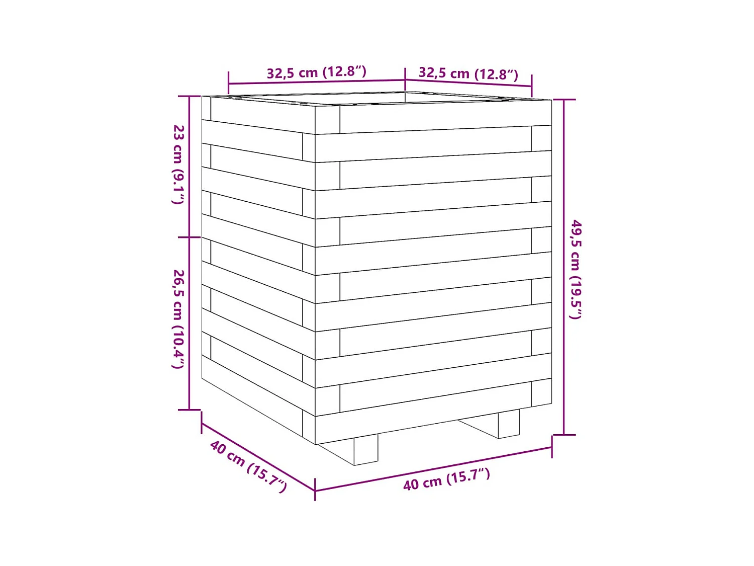 Macetero bancal elevado plantas flores terraza jardín 40 x 40 x 49,5 cm madera de pino impregnada marrón 02_0037565