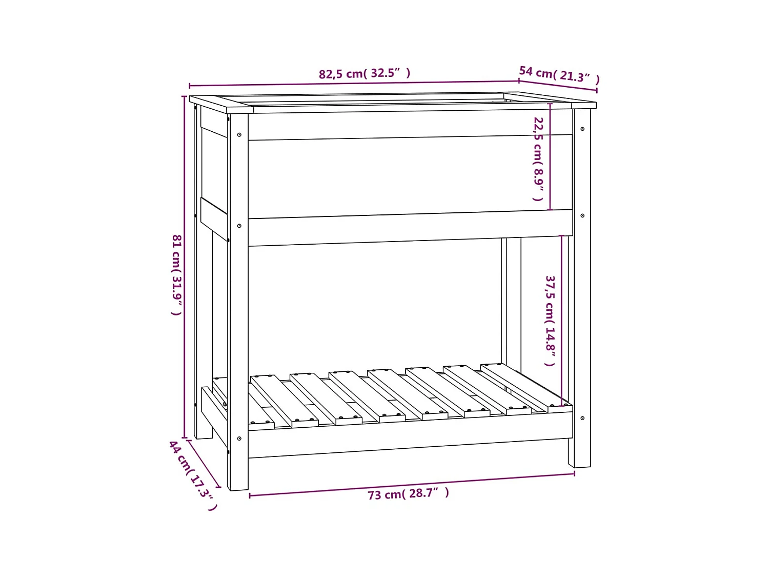 Jardinière bac lit surélevé bois marron 82.5 x 54 x 81 cm 02_0038406