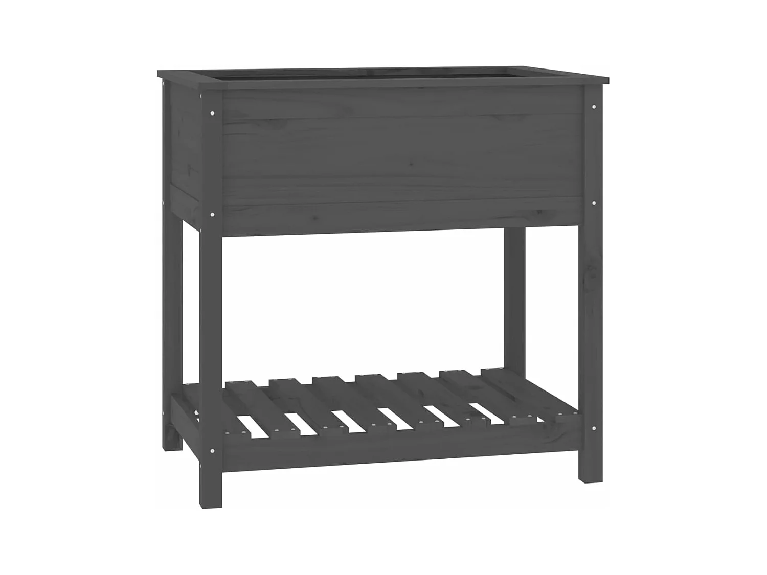 Vassoio per fioriera aiuola rialzata piante fiori terrazza giardino con ripiano 82,5 x 54 x 81 cm legno massello di pino grigio 02_0038406