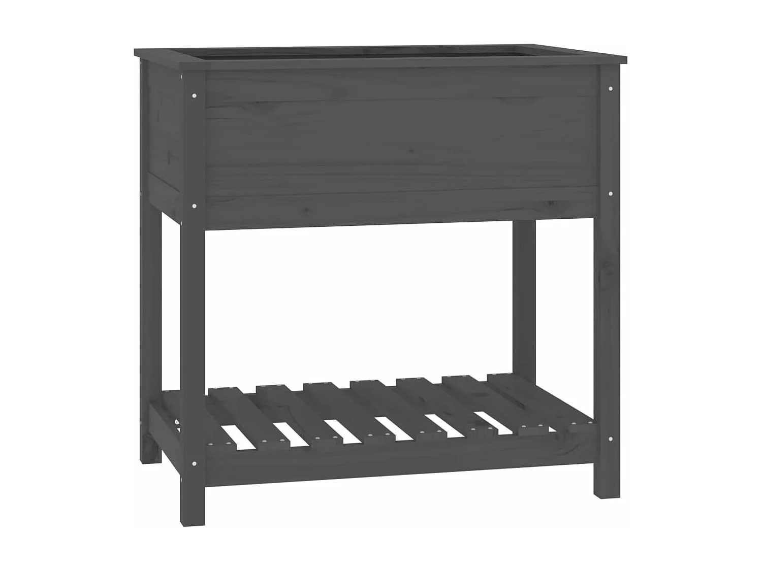 Vassoio per fioriera aiuola rialzata piante fiori terrazza giardino con ripiano 82,5 x 54 x 81 cm legno massello di pino grigio 02_0038406