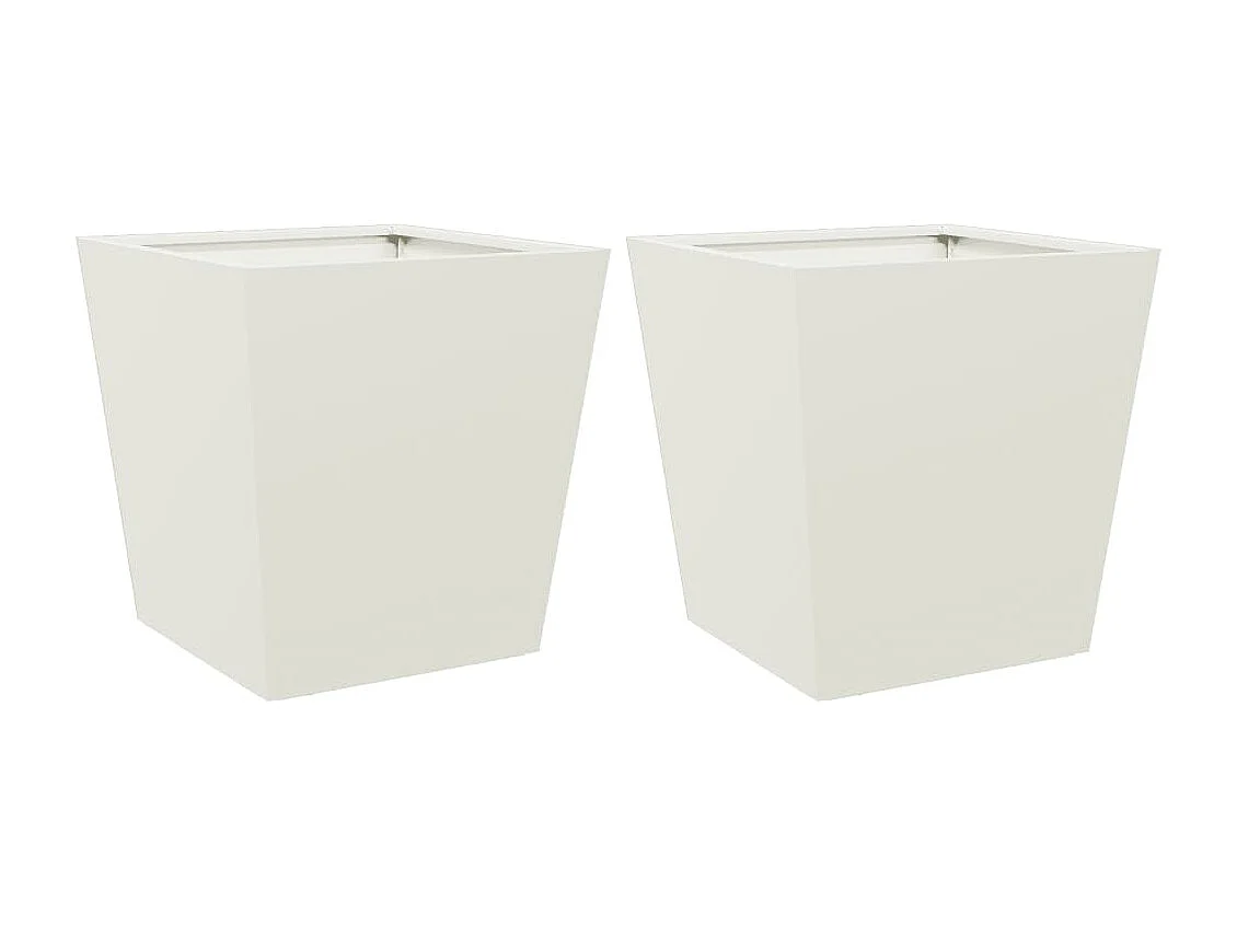 Macetero para bancal elevado plantas flores jardín terrazas juego de 2 40 x 40 x 40 cm blanco acero 02_0038951